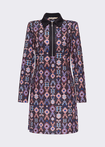 Темно-сіра плаття-сорочка з принтом і довгим рукавом темно-сіре Dressa
