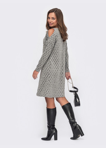 Сіра сіре плаття-трапеція з відкритими плечима та зустрічною складкою Dressa