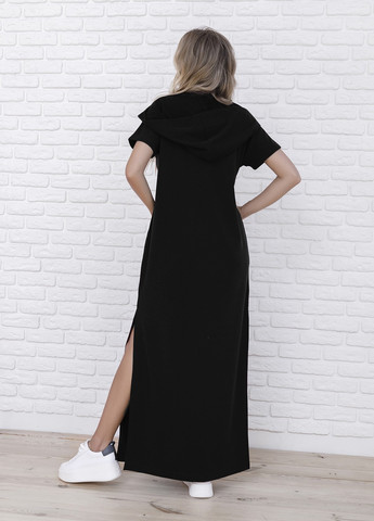 Чорна повсякденний сукня жіноча сукня-футболка ISSA PLUS однотонна