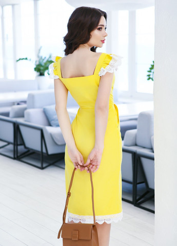 Жовтий повсякденний сукня жіноча футляр ISSA PLUS однотонна