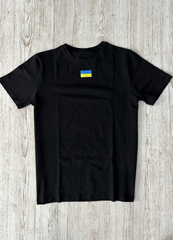 Черная футболка хлопковая флаг украины Vakko