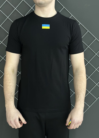 Чорна футболка бавовняна прапор україни Vakko