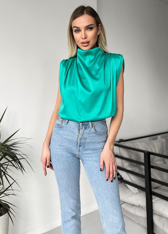 Зелена демісезонна блуза жіноча ISSA PLUS Блуза-13715А