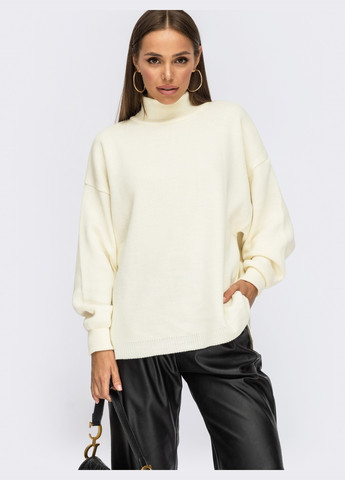 Молочный свитер молочного цвета с удлинённой спинкой Dressa