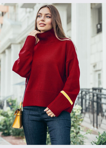 Червоний зимовий оверсайз светр з високим коміром червоний Dressa