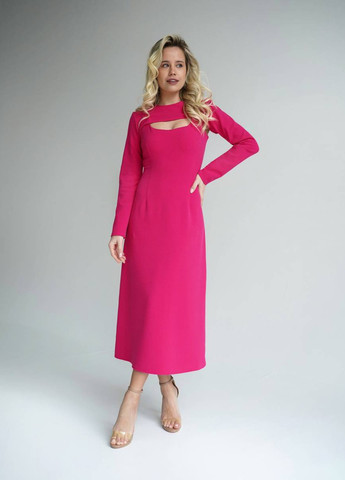 Розовое вечернее платье длины миди romashka Ромашка однотонное