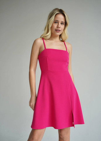 Розовое повседневный платье длины мини с разрезом romashka Ромашка однотонное