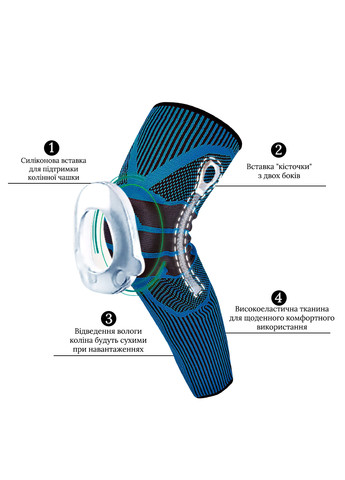 Компрессионный наколенник (бандаж) с силиконовой чашечкой для стабилизации колена, ортез, размер XL No Brand (257899972)