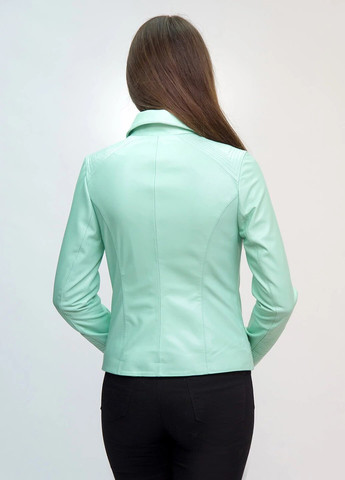 Світло-зелена демісезонна жіноча шкіряна куртка весна Fabio Monti