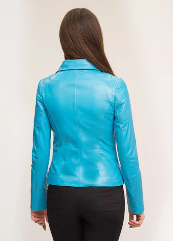 Голубая демисезонная женская кожаная куртка весна Fabio Monti