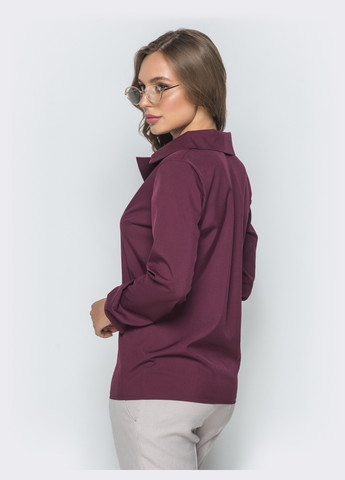 Бордова блузка бордового кольору з софту з відкладним коміром Dressa