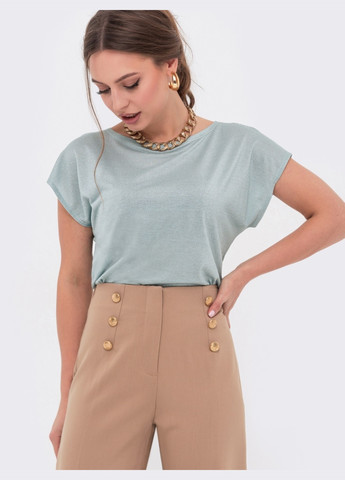 Мятная трикотажная блузка мятного цвета с люрексом Dressa
