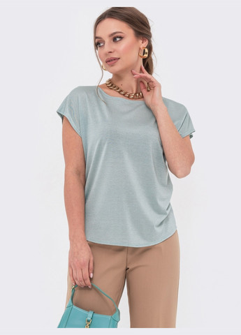 Мятная демисезонная трикотажная блузка мятного цвета с люрексом Dressa