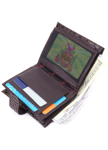 Компактний чоловічий гаманець із натуральної шкіри 9,5х11х2,5 см Karya (257936668)