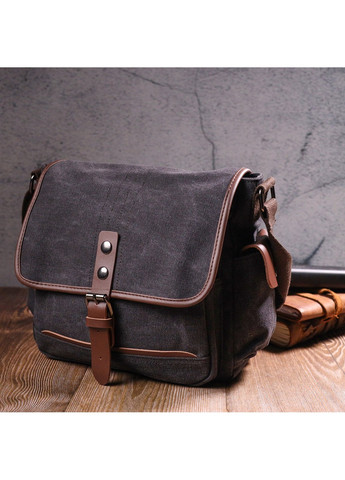 Горизонтальная мужская сумка с клапаном текстильная 17х24х13 см Vintage (257936339)