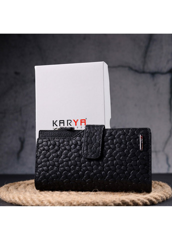 Незвичайний жіночий шкіряний гаманець із квітковим тисненням 10х18,5х1 см Karya (257937506)