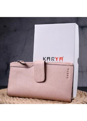 Вместительное женское портмоне из натуральной кожи 10х18,5х1 см Karya (257937436)