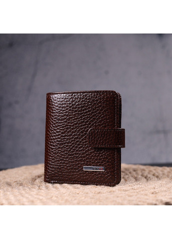 Стильний чоловічий гаманець з натуральної крупнозернистої шкіри 9х10,5х2 см Karya (257937455)