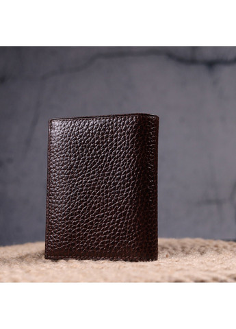 Чоловічий гаманець без застібки з натуральної зернистої шкіри 9х11,5х2 см Karya (257937498)