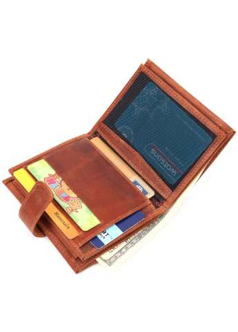 Мужской вертикальный кошелек в винтажной коже 9,5х11х2,5 см Karya (257937446)