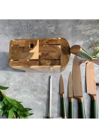 Набір ножів EB-11029-Green 7 предметів зелений Edenberg комбінований,