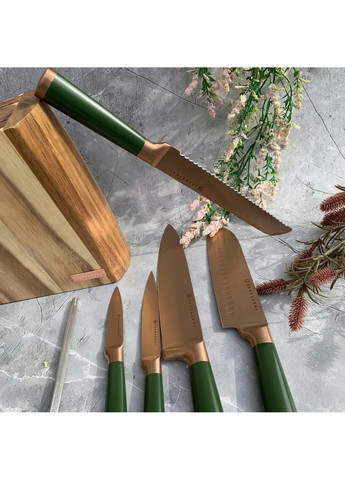 Набір ножів EB-11029-Green 7 предметів зелений Edenberg комбінований,