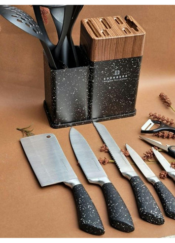 Набір ножів EB-11098-Black 12 предметів чорний Edenberg комбінований,