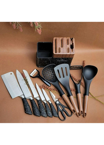 Набір ножів EB-11098-Black 12 предметів чорний Edenberg комбінований,