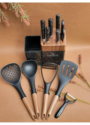 Набір ножів EB-11098-Black 12 предметів чорний Edenberg комбінований,