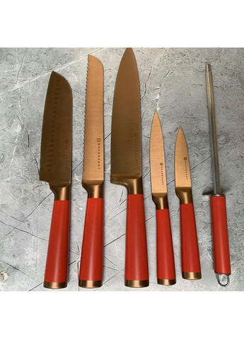 Набор ножей EB-11029-Red 7 предметов красный Edenberg комбинированные,