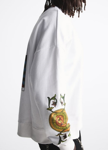 Світшот Zara - крій білий кежуал - (257956183)