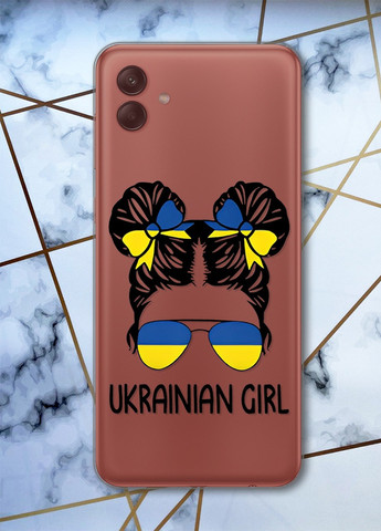Прозрачный чехол на Samsung Galaxy A04 Украинская девушка (патриотический принт 113) Creative (257959579)