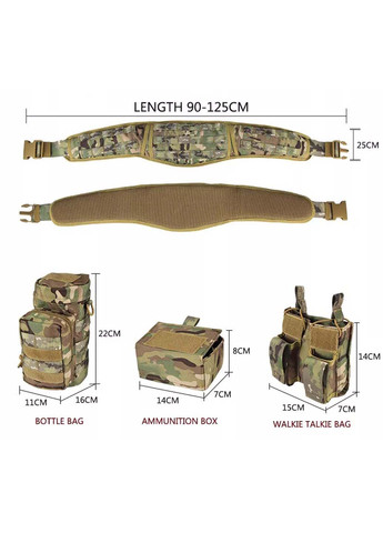 Військовий бойовий ремінь із кишенями Yakeda molle heavy duty soft рпс (257962241)