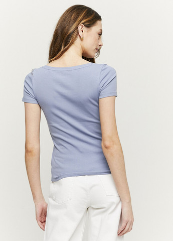 Серо-голубая всесезон футболка Tally Weijl Basic T-Shirts - KNITTED BASIC TSHIRT