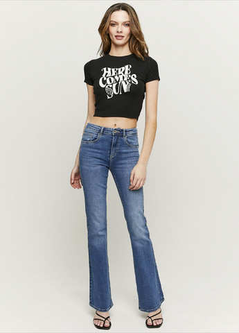 Чорна всесезон футболка Tally Weijl Printed T-Shirts - KNIT TOP