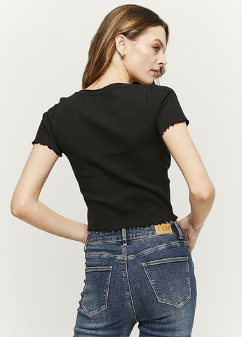 Черная всесезон футболка Tally Weijl Basic T-Shirts - KNITTED BASIC TOP