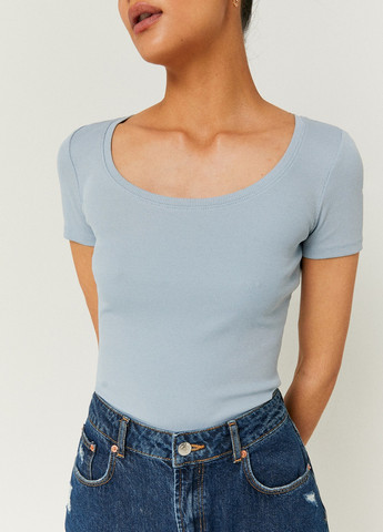 Блакитна всесезон футболка Tally Weijl Basic T-Shirts - KNITTED BASIC TSHIRT