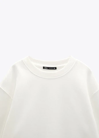 Белый свитшот Zara однотонный (257973038)