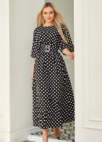 Черное повседневный летняя модель платья в горошек Jadone Fashion в горошек