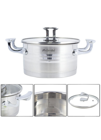 Кастрюля со стеклянной крышкой KM-5854 18 см 2.4 л Kamille (258200850)