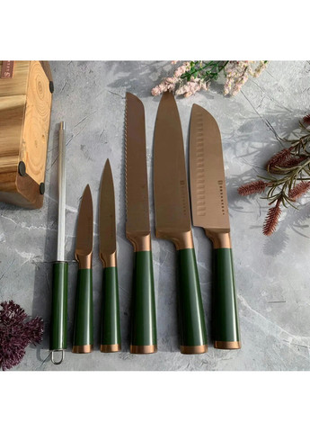 Набор ножей EB-11029-Green 7 предметов зеленый Edenberg комбинированные,