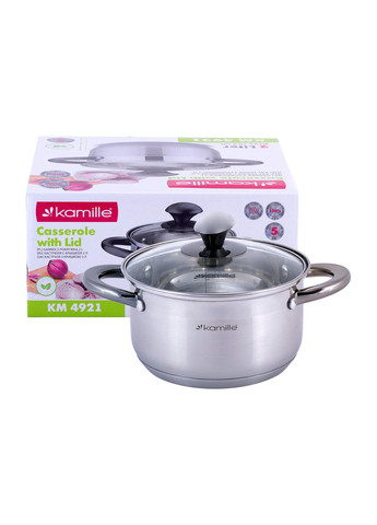 Каструля з кришкою KM-4921 2 л 18 см Kamille (258259649)