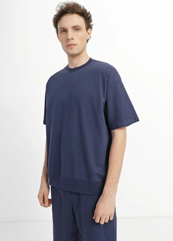Синій літній комплект для чоловіків футболка та шорти з шортами Роза