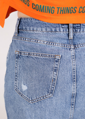 Спідниця жіноча джинсова світла синя з рваностями Cracpot прямая (258000225)