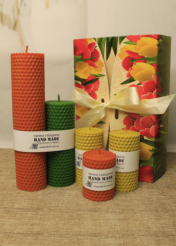 Подарочный набор крафтовые свечи из вощины №36, подарок на день рождения, девушке, мужчине, женщине. 10-0301 Кукумбер (258014820)