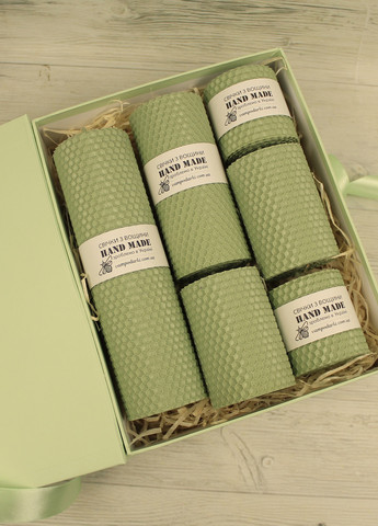 Подарунковий набір крафтові свічки з вощини №35/1, подарунок на день народження, дівчині, чоловікові, жінці. 10-0298 Кукумбер (258014837)