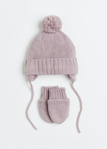 Сиреневый зимний комплект (шапка+варежки) H&M