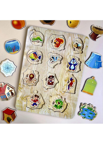 Деревянный пазл-вкладыш "Кто? Где живет?" сортер 21х29,5х1 см No Brand (258031751)