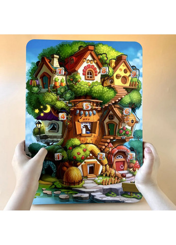 Деревянный пазл-вкладыш "Где чей домик на дереве?" трехслойный 23х31х1 см No Brand (258032839)