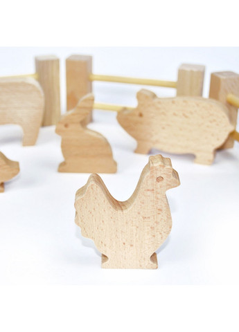 Дерев'яний ігровий набір "Фігурки тварин" 17 деталей 28х6, 5х20 см No Brand (258032867)